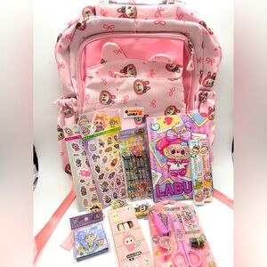 🎒 Labubu Inspired Backpack Bundle Kawaii School Set Blind Boxes + Accessories